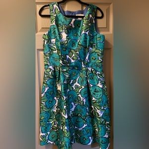 Super cute Liz Claiborne green and blue floral dress. Size 12.